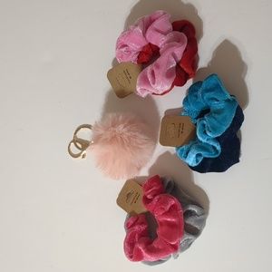 Velvet Scrunchies New Lot 6 scrunchies & Key chain